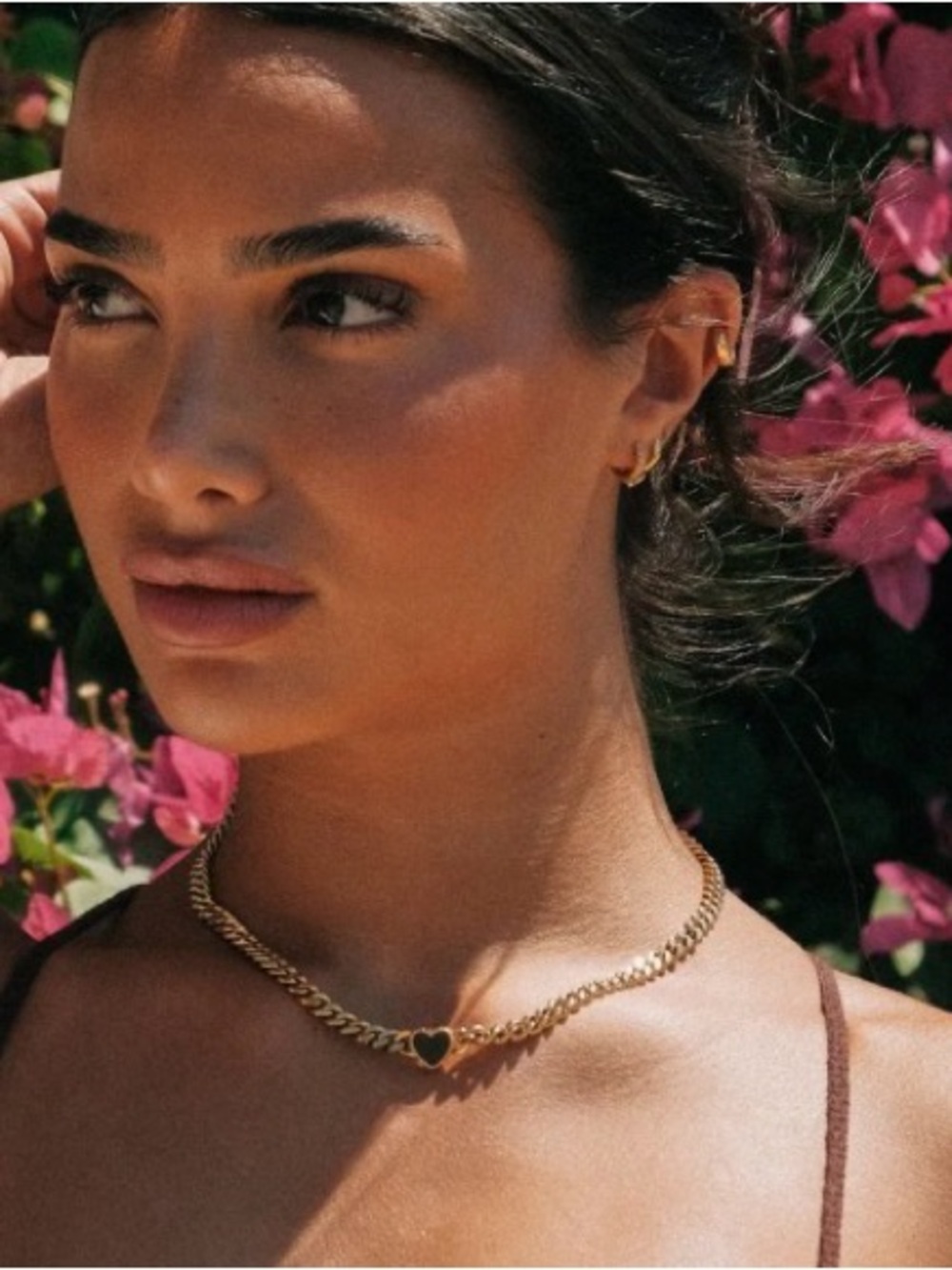 Adorable Bellaucci Gold Heart Chain Necklace with chic black heart